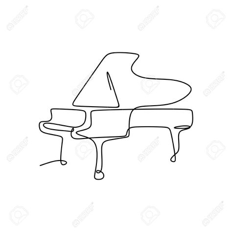 Piano One Line Drawing, Instrument Drawing Easy, Minimalist Piano Tattoo, Piano Tattoo Designs, Piano Outline, Piano Line Art, Minimalist Music Tattoo, Piano Tattoos, Minimalist Piano