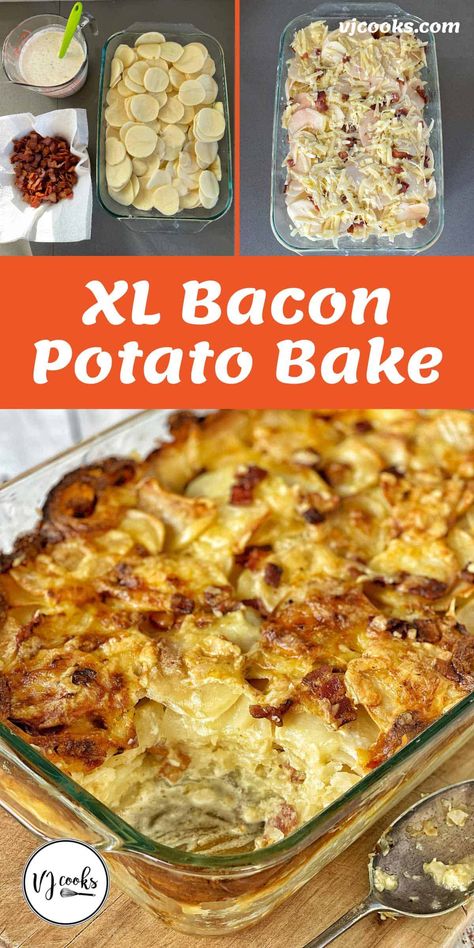 Main Dish Party Food For A Crowd, Potato And Bacon Bake, Pot Luck Dinner Ideas, Pot Luck Dishes For A Crowd Christmas, Pot Lock Side Dish, Vj Cooks, Potatoes For A Crowd, Chicken Pot Pie Dinner, Bacon Dishes