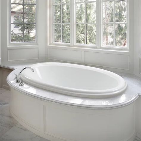 Victoria DoloMatte 71" x 41" Drop in Soaking Solid Surface Bathtub Oval Drop In Tub, Drop In Tub Surround, Drop In Tub Ideas, Master Tub, Drop In Tub, Tub Ideas, Open Concept Living Room, Tub Surround, Small Deck