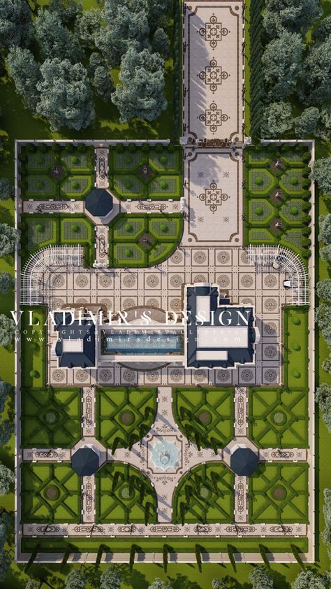 Farmhouse Landscape Design Plan, Palace Landscape Design, Hotel Landscape Design, Palace Landscape, Mass Housing, Palace Design, Art Deco Garden, Hotel Landscape, Plot Plan