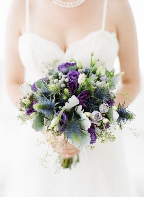 Thistle Wedding, Nyc Loft, Purple Wedding Inspiration, City Loft, Nyc Rooftop, Purple Wedding Bouquets, Winter Wedding Bouquet, Summer Wedding Bouquets, Loft Wedding