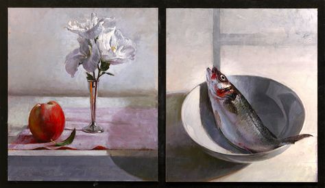 dyptich with fish Dyptich Painting, Academic Painting, Art Art, Still Life, Art Ideas, Meditation, Paintings, Fish, Art