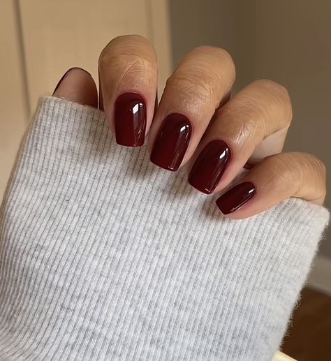 Fall Nail Colors Square, Fall/winter Nails Square, Maroon Tapered Square Nails, Fall Nails Rounded Square, Autumn Square Acrylic Nails, Fall Single Color Nails, Short Nail Inspo Natural, Christmas Nails Square Round, December Nails Square Short