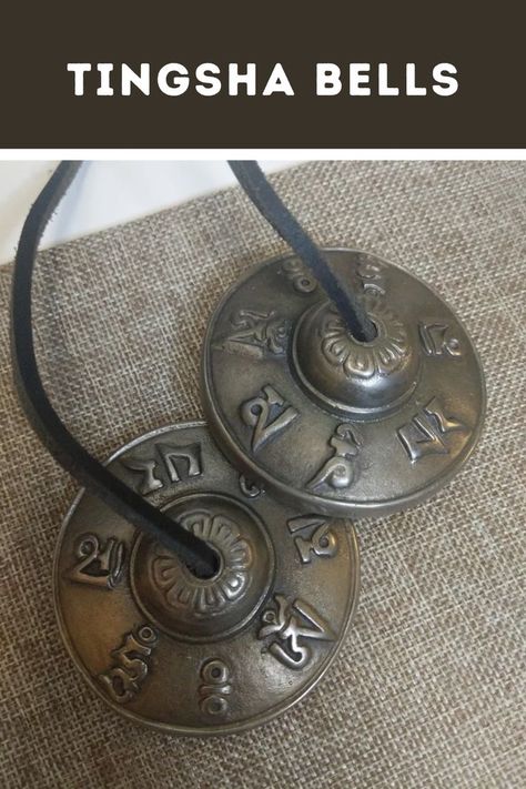 Tingsha Bells - Cymbals in Antique Authentic Tibetan design with the Mantra or 8 auspicious signs. Om Mani Padme Hum, Cleansing Crystals, Tibetan Buddhism, Tibetan Buddhist, Singing Bowls, Cymbals, Yoga Practice, Buddhism, Bowl Set