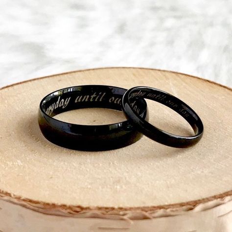 Minimal Couple, Couple Promise Rings, Black Wedding Ring Sets, Promise Ring For Him, Black Titanium Ring, Promise Rings For Him, Purity Ring, Promise Rings For Couples, Tungsten Rings