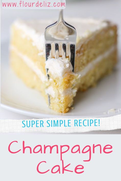 Champagne and cake are two of the best celebratory treats for special occasions. So if you're going to celebrate, why not combine the two into this simple and delicious Champagne Cake! The batter takes less than 5 minutes to prepare. Whether you're toasting to a major accomplishment or even the smallest milestone, this simple cake is so easy and delicious that you'll want to find something to celebrate every day! Grab the recipe now! Champagne Desserts, Champagne Cake Recipe, Pink Champagne Cake, Easy Buttercream Frosting, Champagne Cake, Sheet Cake Recipes, Cake Tasting, Cake Flavors, Special Cake