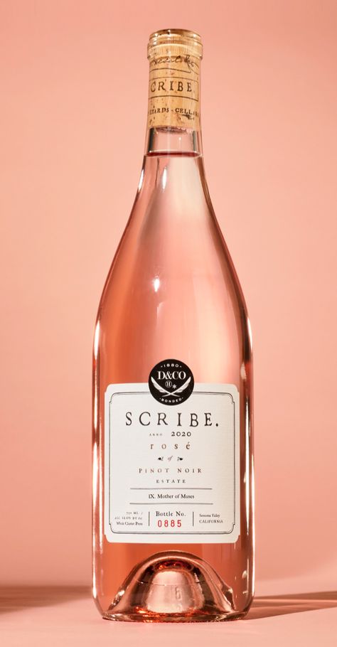 Rosé of Pinot Noir: Story of a SCRIBE Wine : Scribe Winery Scribe Winery, Pinot Noir, Rosé Wine Bottle, Rose Wine, Wine Bottle, Wine, Design