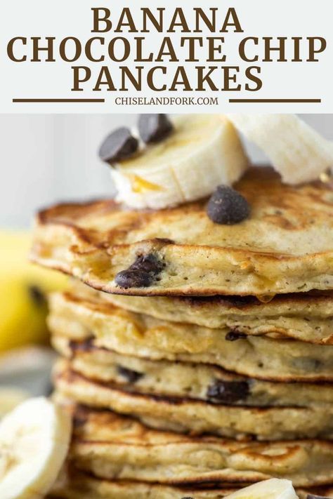 Chocolate Chip Pancakes Recipe, Pancake Ideas, Banana Chocolate Chip Pancakes, Blueberry Pancakes Recipe, Pancake Calories, Banana Pancakes Recipe, Keto Diet Food, Chocolate Chip Pancakes, Pancake Recipes