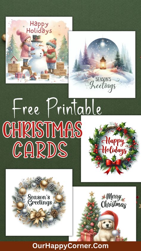 Free Printable Christmas Cards - Our Happy Corner Christmas Cards To Make Free Printable, Simple Christmas Card Ideas Handmade, Christmas Cards Printable Free, Christmas Card Templates Free Printable, Free Christmas Card Template, Christmas Cards Free Printable, Fancy Christmas Cards, Free Christmas Cards, Embossed Christmas Cards