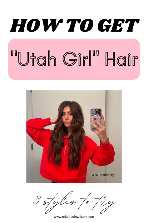 utah girl hair Utah Curls Straight Ends, Curls Straight Ends, How To Utah Curls, Curled Hair Straight Ends, Utah Girl Curls Tutorial, Utah Curls With Straightener, Curled Hair With Straight Ends, Straight End Curls, Utah Curls Long Hair