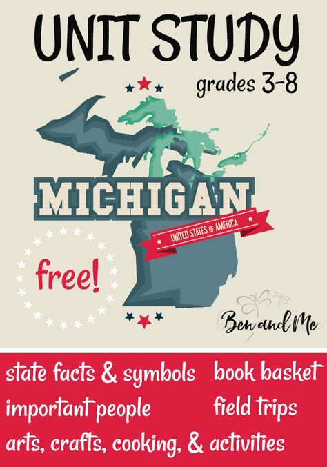 Michigan Crafts, Scavenger Hunt Printable, 4th Grade Social Studies, Homeschool Geography, Book Baskets, The Great Lakes, State Of Michigan, Unit Study, History Lessons