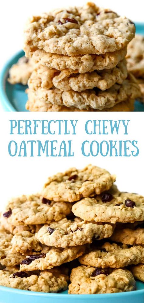 This is the best vegan oatmeal cookie recipe ever! Perfectly soft and chewy with the classic taste of oatmeal and brown sugar. You can add raisins, chocolate chips, craisins, or nuts to make any type of oatmeal cookies you want. This also makes the most delicious cookie dough ever and, since there are no eggs, feel free to eat it up! Eggless Oatmeal Raisin Cookies, Best Chewy Oatmeal Cookies, Eggless Oatmeal Cookies, Soft And Chewy Oatmeal Cookies, Vegan Oatmeal Raisin Cookies, Sugar Free Oatmeal, Soft Oatmeal Cookies, Vegan Oatmeal Cookies, Chewy Oatmeal Cookies