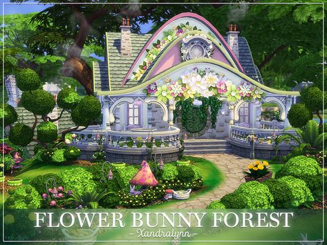 Xandralynn's Flower Bunny Forest Sims 4 Fairytale House, Sims 4 Cottage, Fantasy Settings, Fairytale House, Sims Houses, Sims Builds, Art Challenges, Fairy Home, Sims 4 House Design