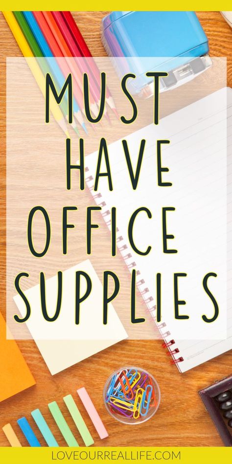 Must Have Office Supplies. Learn what desk supplies will keep you organized and productive so you can enjoy your work space and get more done. Cute Desk Supplies, Desk Assessories Offices, Office Supply Organization At Work, Office In A Bag, Fun Office Supplies, Office Supplies Checklist, Work Desk Organization, Office Desk Organization, Office Supplies List