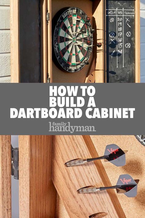 Dart Board Cupboard, Dartboard Cabinet Plans, Dartboard Cabinet Diy, Outdoor Dart Board, Dartboard Setup, Stairs Remodeling, Dart Board Wall, Dartboard Cabinet, Dart Board Cabinet