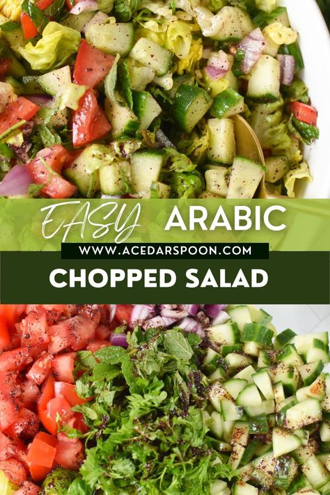 This easy Arabic salad is going to revolutionize your traditional take on a salad and transform it with flavor, spice, and the freshest ingredients. So easy to put together. Arabic Salad, Greek Marinated Chicken, Vegetable Salads, Salad Dressing Container, Pork Salad, Lentil Salad, Healthy Side, Lunch Salads, Easy Salad Recipes