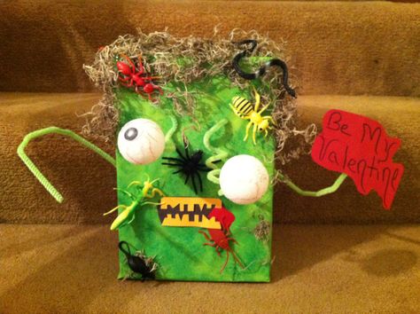 Zombie Valentine Box 2013 ❤️ Zombie Valentines Boxes, Corbin Dallas, Zombie Valentine, Valentine's Boxes, Valentines Card Holder, Valentine Boxes For School, Class Treats, Kids Valentine Boxes, Valentine Card Box