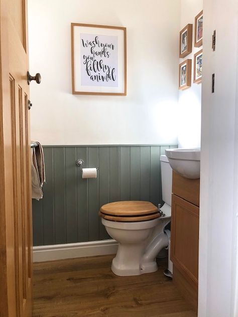 Transform your Home with Tongue and Groove Wall Panelling Toilet Remodel, Small Downstairs Toilet, Tongue And Groove Walls, Wooden Panelling, Tongue And Groove Panelling, Small Toilet Room, Room Decoration Ideas, Wall Paneling Diy, Downstairs Loo