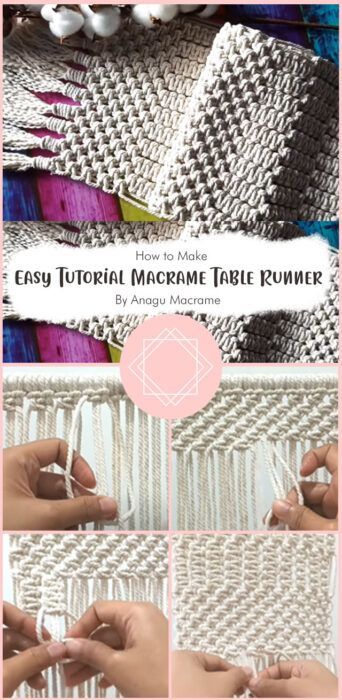 Useful DIY Macrame Table Runner Free Tutorial Ideas - Carolinamontoni.com Table Runners Diy Easy, Crochet Neck Scarf, Macrame Runner, Macrame Plant Hanger Tutorial, Free Macrame Patterns, Macrame Table, Table Runner Diy, Crochet Neck Warmer, Macrame Table Runner