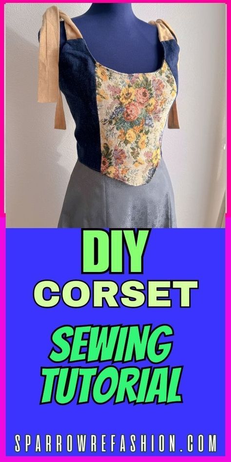 Diy video how to sew corset | free Basic top PDF pattern hacking Easy Corset Top Pattern, Free Corset Top Pattern, Corset Top Pattern Free, How To Make A Corset Pattern, Sewing A Corset, Top With Ribbon Straps, Sew Corset, Corset Top Diy, Free Corset Pattern