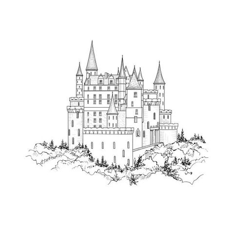 Hand Drawn Hilltop Castle 111616 Vector Art at Vecteezy Medieval Palace, Book Wizard, Castle Vector, Castle Illustration, School Illustration, Free Icon Set, Mountain Drawing, Castles Interior, Writing Motivation