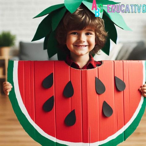 Watermelon Diy Costume, Vegetable Costumes For Kids Diy, Fruit Fancy Dress, Vegetable Costumes, Fruit Costumes, Kids Dress Collection, Clay Crafts For Kids, Diy Costumes Kids, Preschool Art Activities