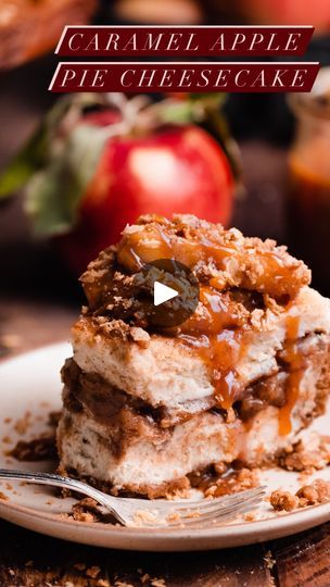 4.1M views · 455K reactions | NEW! Salted Caramel Apple Pie Cheesecake 🥹🍎 A ripple of caramelized apple pie filling runs through the center of an ultra creamy vanilla cinnamon cheesecake. Top her off with more thick caramelized apples, an oat streusel, & salted caramel drizzle. ✨ Google “blue bowl apple pie cheesecake“ or tap the link in my profile @bluebowlrecipes for the recipe — https://bluebowlrecipes.com/mini-no-bake-apple-pie-cheesecakes/ #applepie #bakingday #thanksgivingdinner #appleseason #bakingvideo #cheesecakelovers | Stephanie Simmons | Television's Greatest Hits Band · Bewitched Stephanie Simmons, Cheesecake Baked, Apple Pie Cheesecake, Cinnamon Cheesecake, Salted Caramel Apple Pie, Caramelized Apples, Yummy Cheesecake, Apples Cinnamon, Cinnamon Crumble