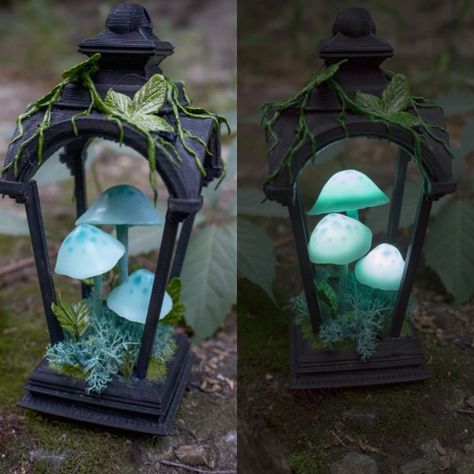 Glowing Mushrooms, Fairy Lanterns, Lantern Ideas, Fantasy Decor, Fantasy Forest, Mushroom Decor, Art Fantasy, Mushroom Lamp, Mushroom Art