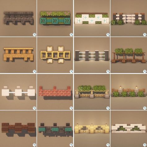 Minecraft Natural House, Fence In Minecraft, Mc Fence Ideas, Minecraft Waystones Ideas, Fence Designs Minecraft, Minecraft Fence Wall Designs, Fences Minecraft, Fence Minecraft Ideas, Wall Minecraft Designs