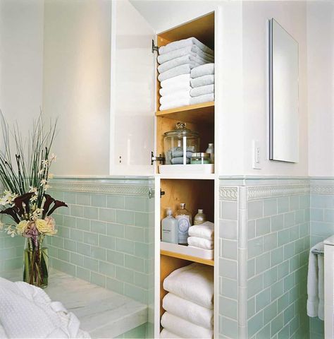 37 Best Towel Storage Ideas and Designs for 2020 | Top Bathroom Towel Storage Ideas Bathroom Towel Storage, Bathroom Storage Solutions, Bathroom Closet, Great Bathrooms, Small Space Storage, Small Bathroom Storage, Bathroom Storage Organization, Towel Storage, Trendy Bathroom