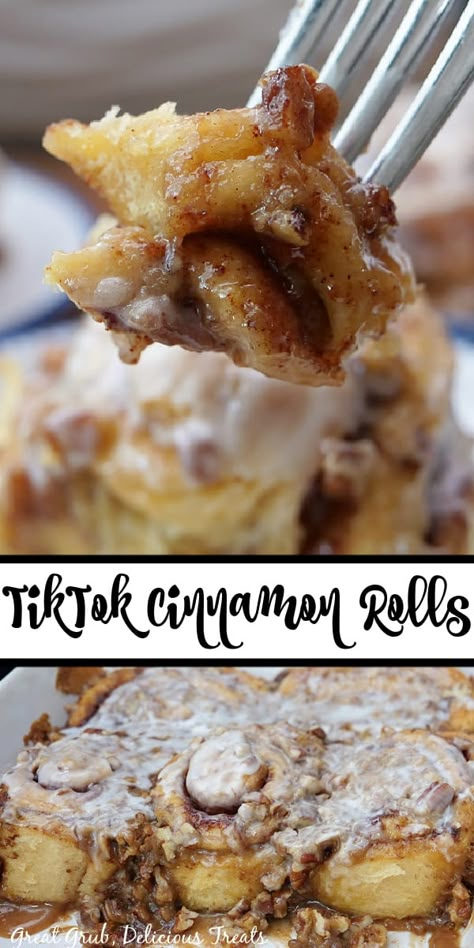 Rolls Easy Quick, Pilsbury Cinnamon Rolls, Cinnamon Rolls Easy Quick, Cinnamon Rolls Pillsbury, Cinnamon Roll Hack, Tiktok Cinnamon Rolls, Pillsbury Cinnamon Roll Recipes, Cinnamon Roll Desserts, Cinnabon Rolls