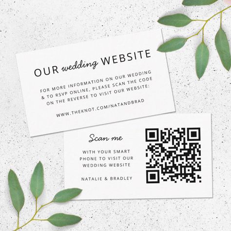 Wedding Website | QR Code Clean Simple Minimalist Enclosure Card Qr Rsvp Card, The Knot Wedding Website, Minimalist Design Style, Retro Wedding Invitations, Rsvp Online, March Wedding, Wedding Invitation Inspiration, Wedding Enclosure Cards, November Wedding