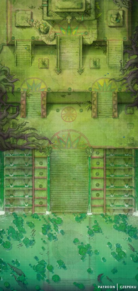 Rainforest Map, Maps Rpg, Pathfinder Maps, Jungle Temple, Dnd Crafts, Dnd World Map, Temple Ruins, Tabletop Rpg Maps, Dnd Dragons