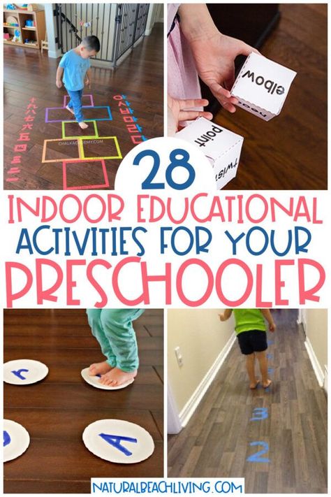 28+ Indoor educational activities for preschoolers that your 3 and 4-year-olds will absolutely love. Indoor Games for Kids and Educational Activities, Learning Activities, Preschool Activities, and Indoor Activities at Home, From energy-busting gross motor activities to quiet time preschool ideas and fine motor practice Family Theme Gross Motor Activities, 4k Activities, Indoor Preschool Activities, Learning Activities Preschool, Prek Learning, Nanny Activities, Early Childhood Education Activities, Fine Motor Practice, Educational Activities For Preschoolers