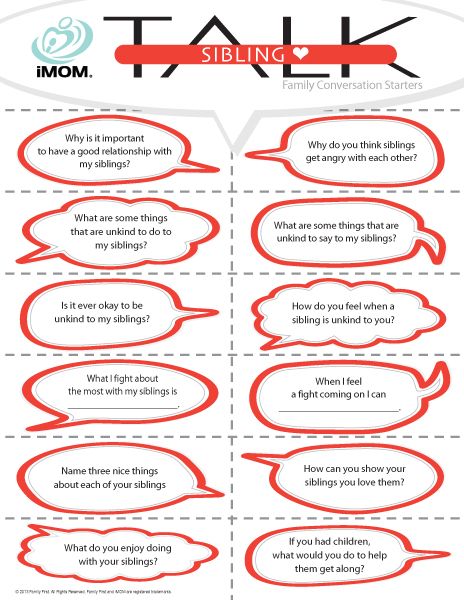 Use these Sibling Love TALK Conversation Starters to get your children thinking about how to be a kinder brother or sister. Family Conversation Starters, Family Conversation, Sibling Love, Family Oriented, Family Counseling, Sibling Relationships, Therapeutic Activities, Sibling Rivalry, Counseling Activities