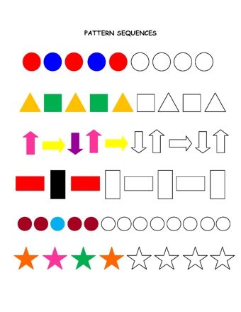 Visual Perception Activities, Math Patterns, Pattern Worksheet, Math Centers Kindergarten, Pattern Activities, Preschool Math Worksheets, Free Preschool Worksheets, Printable Preschool Worksheets, Shapes Worksheets