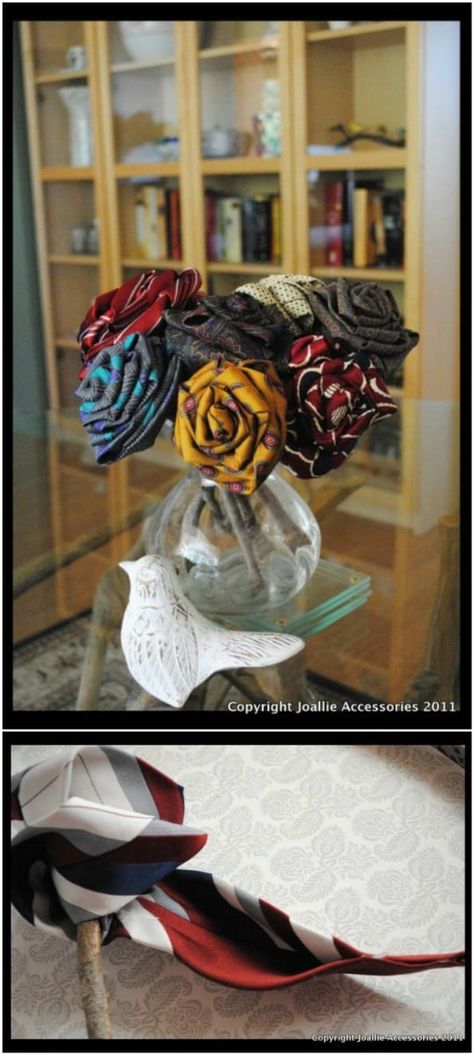 25 Cute Repurposing Ideas To Turn Old Neckties Into Wonderful New Things - With tutorial links! Curated by DIYnCrafts.com team! <3 Neck Tie Projects, Old Neck Ties, Diy Necktie Projects, Mens Ties Crafts, Tie Flowers, Necktie Quilt, Necktie Crafts, Tie Ideas, Repurposing Ideas