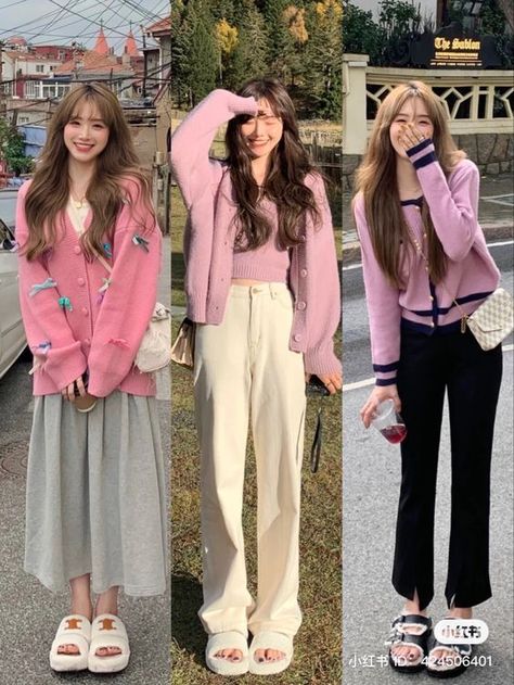 PINK OOTD Korean Fashion Cute Girly, Sweet Outfits Girly, Winter Korean Outfits, Girly Korean Outfits, Girly Casual Outfits, Korean Cute Outfits, Pink Ootd, Coordinates Outfits, Neat Casual Outfits