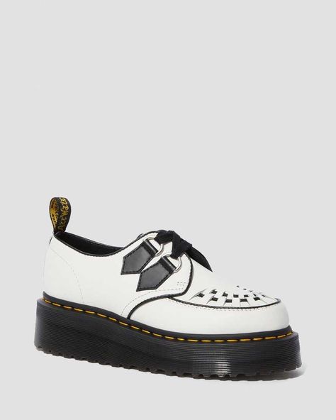 Save Mens Creepers, Platform Shoes White, Dr Martens Store, White Dr Martens, Platform Creepers, Creepers Shoes, Platform Shoe, Martens Boots, Shoe Polish