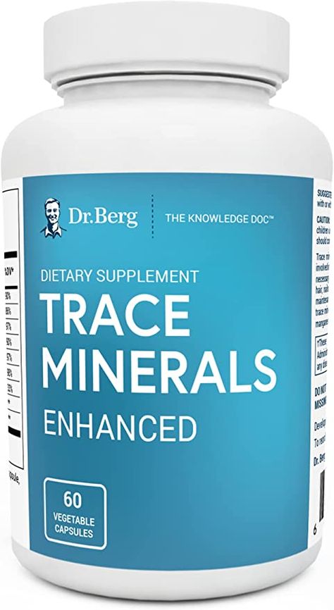 Amazon.com: Dr. Berg's Trace Minerals Enhanced Complex - Complete with 70+ Nutrient-Dense Health Mineral - 100% Natural Ingredients - Dietary Supplements - 60 Capsules : Health & Household Best Zinc Supplement, Dr Berg, Stomach Issues, Skin Collagen, Trace Minerals, Protein Supplements, Thyroid Health, Health Design, Health Skin Care