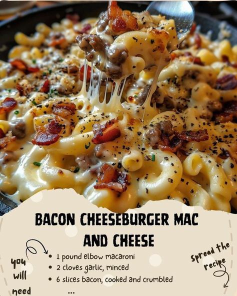 Mac And Cheese Ingredients, Cheeseburger Mac And Cheese, Cheeseburger Mac, Martha Stewart Recipes, Mince Recipes, Beef Casserole Recipes, Baked Garlic, Pasta Dinners, Bacon Cheeseburger