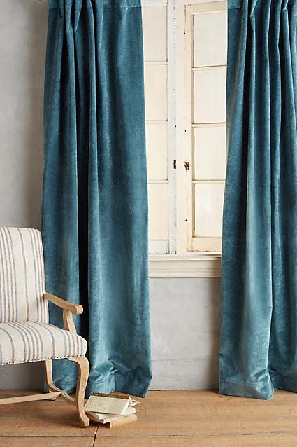 Curtains Velvet, Turquoise Curtains, Blue Velvet Curtains, Velvet Drapery, Villa Decor, Velvet Bedroom, Drop Cloth Curtains, Gold Curtains, Farmhouse Curtains