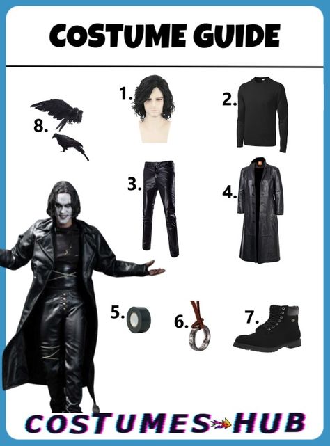 The Crow Costume The Crow Costume, Risky Business Costume, Crown Costume, Belle Halloween, Crow Halloween, Tough Clothes, Dark Costumes, Crow Costume, Gothic Halloween Costumes