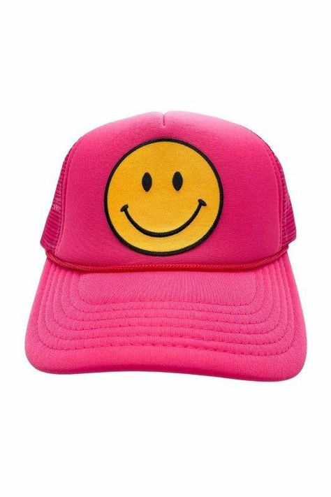 Preppy Hats, Smiley Face Hat, Aesthetic Hats, Preppy Png, Preppy Hat, Smiley Face, Neon Pink, Smiley, Dream Closet