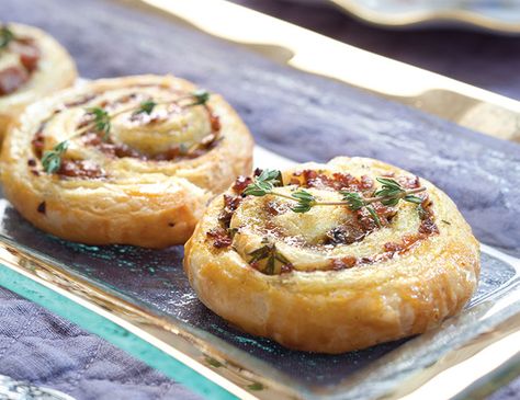 Ground pork, mushrooms, and a honey-mustard sauce combine to make Pork and Mushroom Puff Pastry Swirls, a delicious teatime savory. Puff Pastry Swirls, Mushroom Puff Pastry, Pastry Swirls, Afternoon Party, Food Sauces, Autumn Tea Party, Spicy Brown Mustard, Savory Pies, Winter Tea