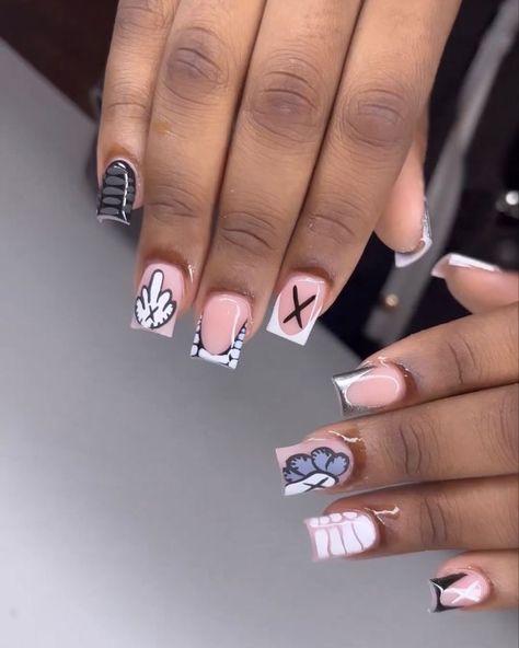 Klaws Nails Acrylic Short, Short Nails For Medical Field, Nails For 3rd Grade, Aesthetic Nail Designs For Short Nails, Braider Nails Ideas, Short Baddie Nail Designs, Kaw Nails, Acrylic Nail Designs Short, Braider Nails