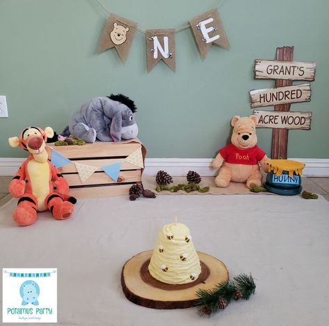 Pooh First Birthday Cake, First Birthday Cake Smash Photoshoot, Yogurt And Banana, Birthday Cake Smash Photoshoot, Winnie The Pooh First Birthday, Pooh First Birthday, Pooh Bebe, Cake Smash Photoshoot, Smash Photoshoot