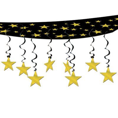 Party Ceiling Decorations, Hang From Ceiling Decor, Gangster Party, Ceiling Decorations, Hollywood Party Theme, Star Ceiling, Hollywood Theme, Hanging Stars, Prom Theme