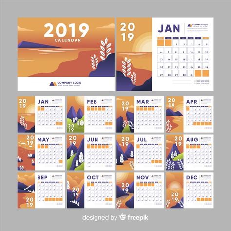 Nature 2019 calendar template | Free Vector #Freepik #freevector #calendar-2019 #daily-calendar #monthly-calendar #daily-schedule Cool Calendar Design, Design Calendar Ideas, School Calendar Design, School Calendar Ideas, Company Calendar Design, Calendar Ideas Design, Digital Calendar Design, Calendar Layout Design, Corporate Calendar Design