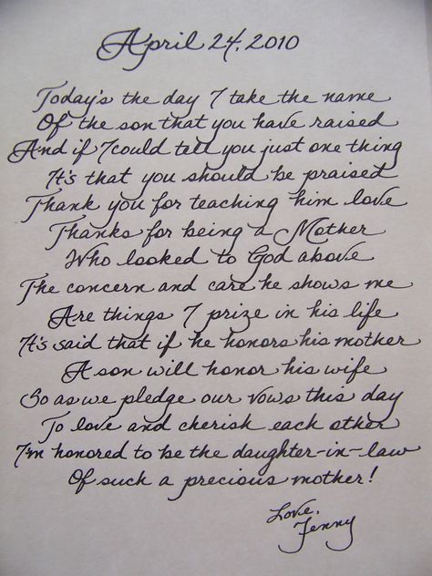 Love this idea of writing a heart-felt letter to the mother of the groom on such a special day. When her son becomes your husband, thank her for raising him to be the man of your dreams. Encouragement Ideas, Wedding Vows For Her, Vows For Her, Wedding Vows To Husband, Wedding Day Quotes, Wedding Letters, Felt Letters, To Infinity And Beyond, Wedding Vows